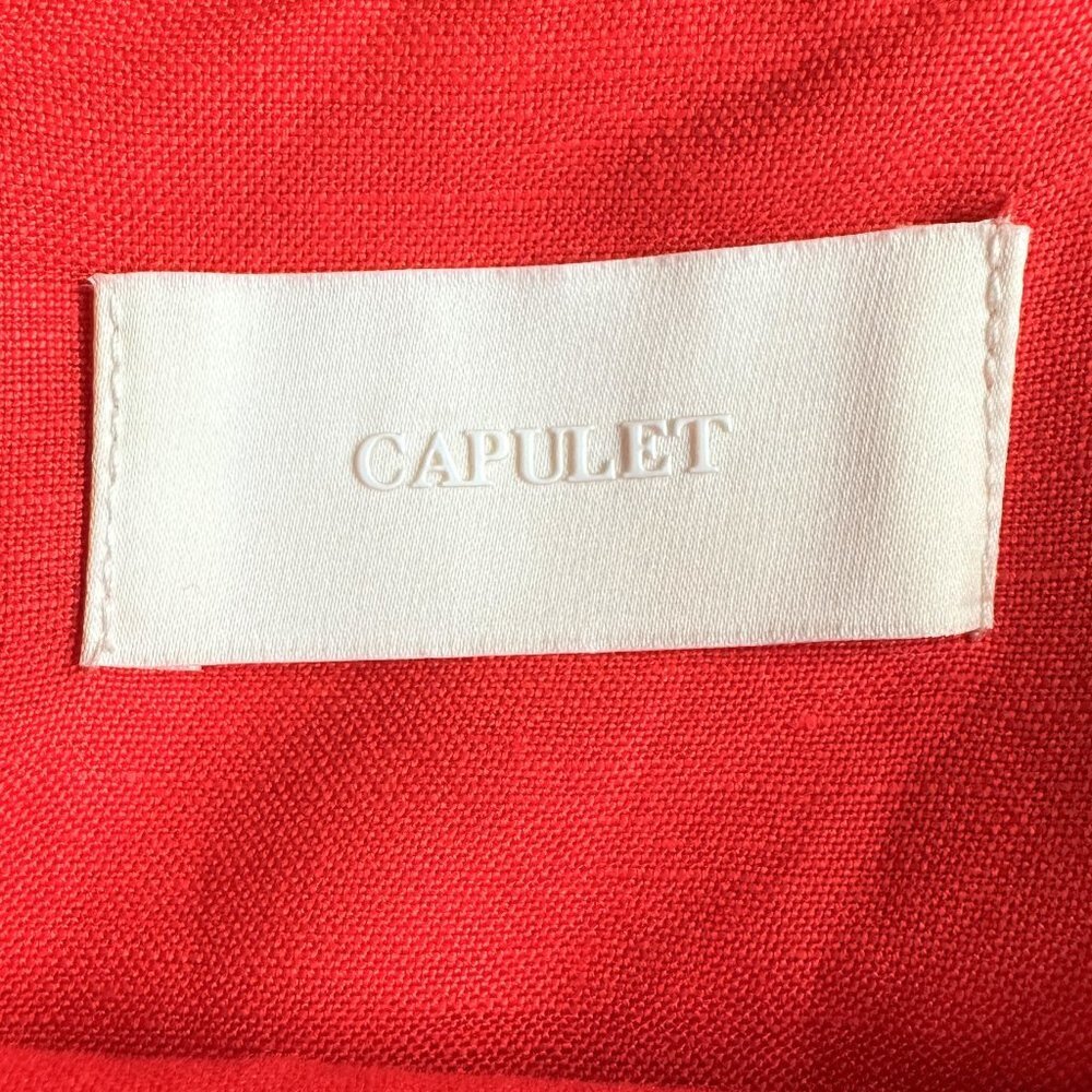 Capulet Camille Linen Blend Shoulder Tie Midi Dress in Tangerine Orange, M - Picture 5 of 8